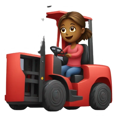 Girl on a red forklift sticker