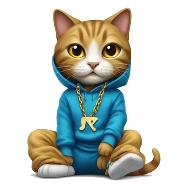 breakdancing cat in tracksuit with thick gold chain sticker