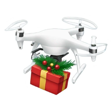 drone flying with a christmas tree dangling from it sticker