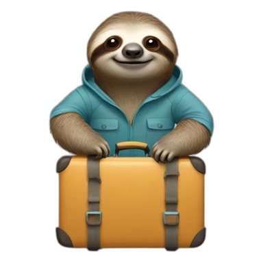 sloth with suitcase sticker