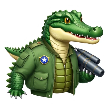 crocodile with bombs, carrying bombs, military bomber crocodile sticker