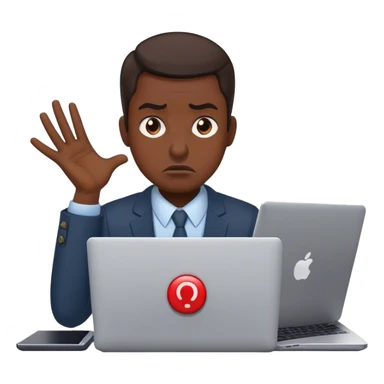 Create an emoji of a frustrated business owner pressing a giant ‘RESET’ button on their laptop. They have a disappointed expression, representing someone who starts every month from zero. sticker