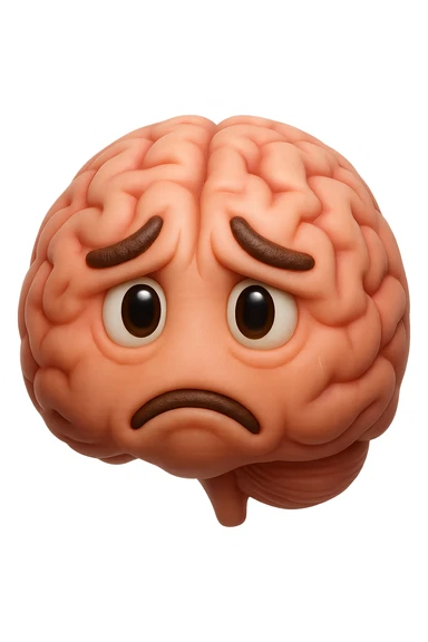 emoji stile iphone 3d di cervello triste e stressato, iperrealistica 4k sticker