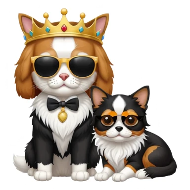 tuxedo cat and king charles cavalier wearing sun glasses  sticker