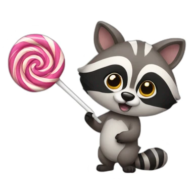 Lollipop holding a raccoon sticker