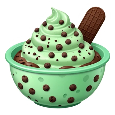 Bowl of mint chocolate chip ice cream  sticker