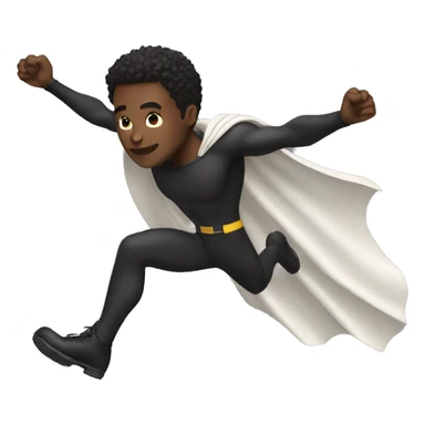 A black man flying upwards like a super hero sticker