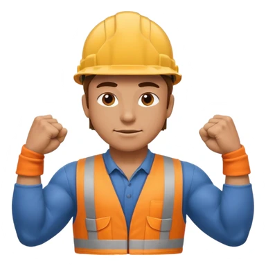 construction worker flexing his muscles sticker