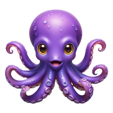 Cinematic Cute Octopus Portrait Emoji, Head tilted playfully and inquisitively, featuring a charming, rounded body with soft, shimmering skin and eight expressive, gently curling arms with playful suckers, with round, sparkling eyes full of wonder, Simplified yet irresistibly adorable features, highly detailed, glowing with a warm, inviting underwater glow, high shine, affectionate and lively, stylized with a touch of whimsical marine charm, soft glowing outline, capturing the essence of a mischievous yet loving octopus that seems as if it could float out of the screen into your arms! sticker