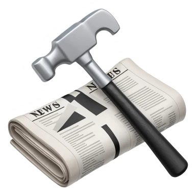 hammer striking newspaper, symbolizing breaking news in metalworking emoji sticker