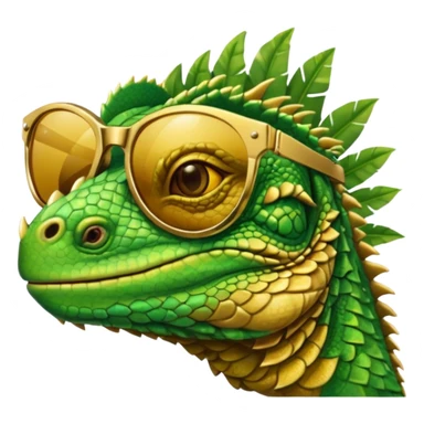iguana head with golden sunglasses sticker
