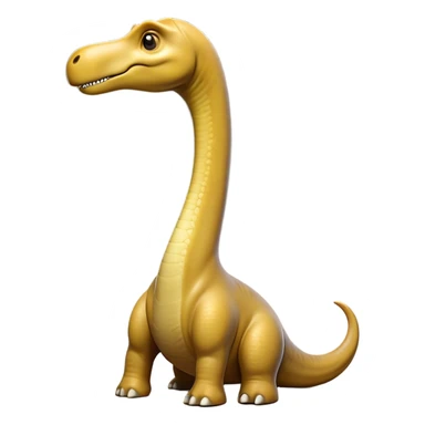 Beautiful and Majestic Brachiosaurus Portrait Emoji, Head and body resting in serene repose with a gentle, confident expression, showcasing its monumental, elongated neck and a small, refined head with tranquil eyes, Simplified yet exquisitely endearing features, highly detailed, glowing with a soft, drowsy golden light, high shine, relaxed and utterly majestic, stylized with an air of timeless prehistoric splendor, soft glowing outline, capturing the essence of a beautiful and majestic Brachiosaurus that feels destined to become the next viral icon of awe-inspiring ancient beauty! sticker