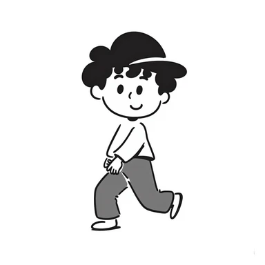 Simple sketch of a boy with a baseball cap sticker