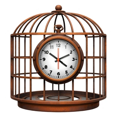 clock trapped inside a cage sticker