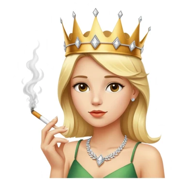 A Blondie, beautiful girl with a cigarette of wheat with a crown of diamond sticker