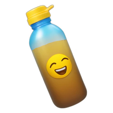 american style water bottle on the ground halfway with brownish yellow liquid (sideways) sticker
