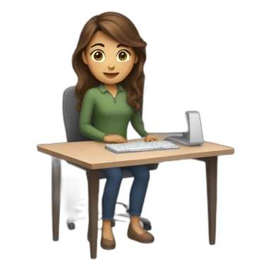 Brown hair girl with computer sticker
