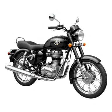 Black royal Enfield with white logo sticker