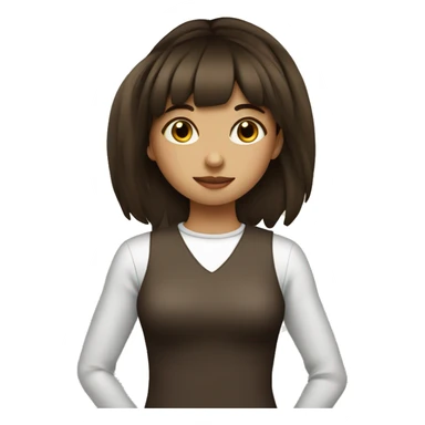 girl with bangs dark brown hair drinking a coffee Created 6 days sticker