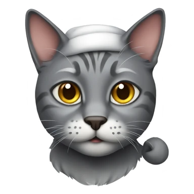 gray cat santa claus sticker