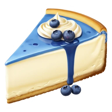 one slice of cheesecake with blue cream on top and blueberries without a plate sticker