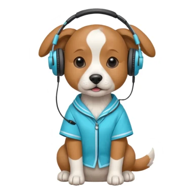 dog, korean handbook dress with headphone, cyan sticker