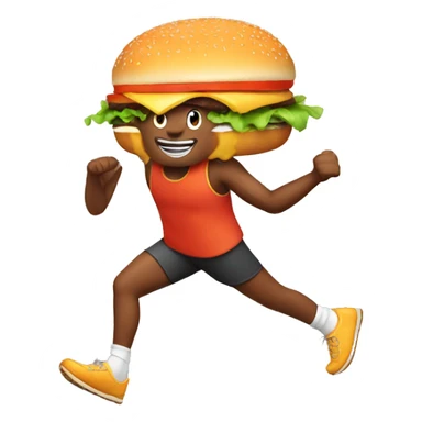 Running person thinking in a burger sticker