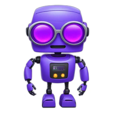 Neon purple robot wearing glasses sticker