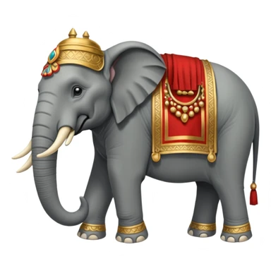 An emoji of a fierce Carthaginian war elephant with tusks and a howdah on its back. sticker