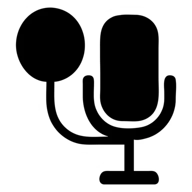 A microphone in a black filled icon style, with a pop filter. sticker