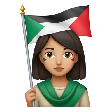Girl holding Palestine flag  sticker