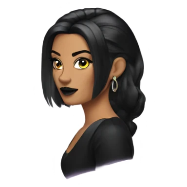 Tanned woman with black hair dressed in 1990s goth hair, makeup, and neon attire  sticker