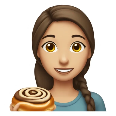 brunette girl eating cinnamon bun sticker