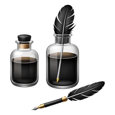 feather pen and ink bottle sticker