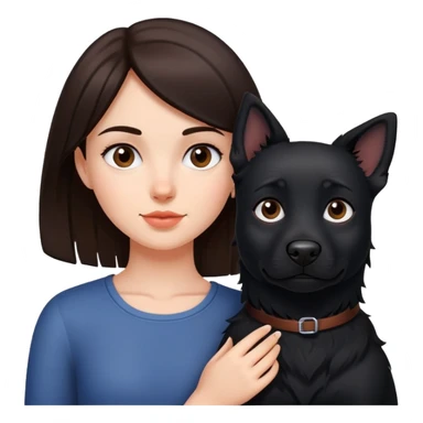 Brunette girl with black dog sticker