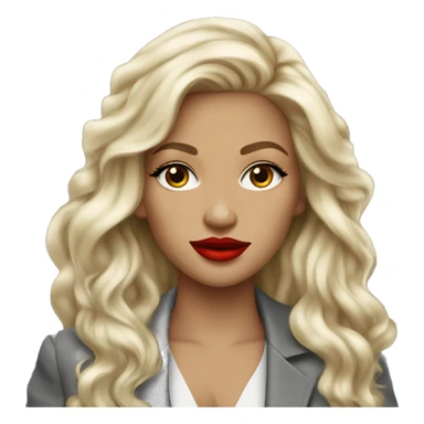 Blonde long hair with red lips Tiffany diamond seller in a grey suit sticker