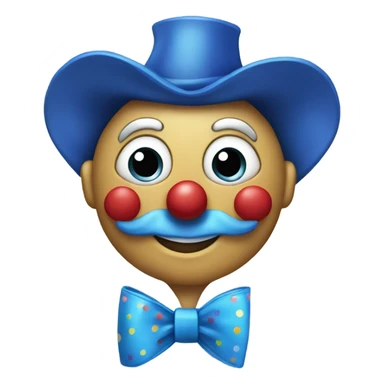 a clown holding a big blue bow sticker