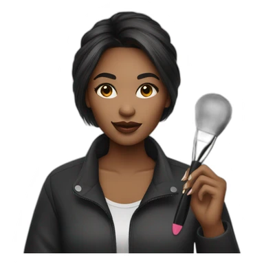 A makeup artist girl with a makeup brush in her hand sticker