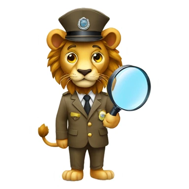 lion inspector with magnifying glass in different colours sticker