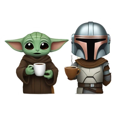 Mandalorian and grogu with coffee sticker