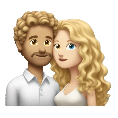 White Man with brown hair kissing white woman with long blonde curly hair sticker