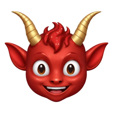 red glitter imp happy sticker