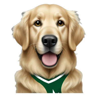 golden retriever in a dallas stars jersey sticker