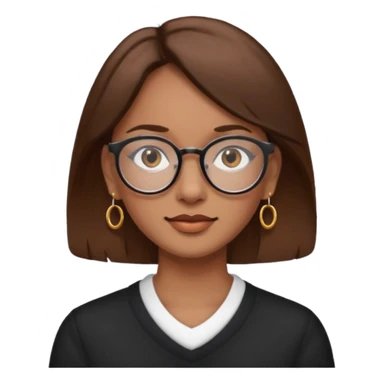 Women brown eye and brown hair with glasses and circle earing sticker