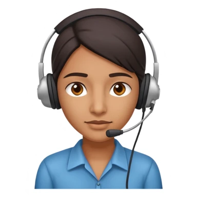 Indian call centre worker with a headset, sly expression, simple background sticker