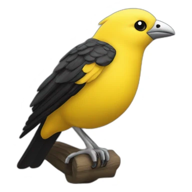 Oiseau calopset jaune sur un cheval noire sticker