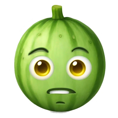 Yellow emoji with a cucumber on its eyes sticker