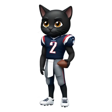 Black cat as a New England Patriots Quarterback  sticker