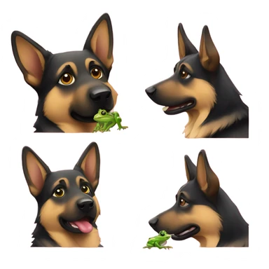 german shepherd with a frog on its gead sticker