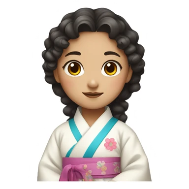 curly hair girl wearing korean hanbok sticker